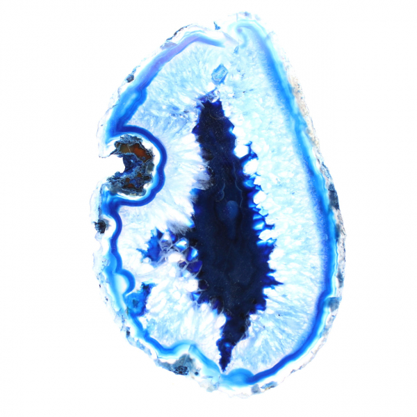 Dun plakje blauwe agaat van Braziliaanse oorsprong