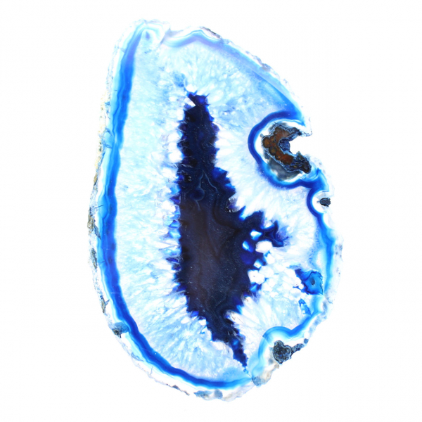 Dun plakje blauwe agaat van Braziliaanse oorsprong