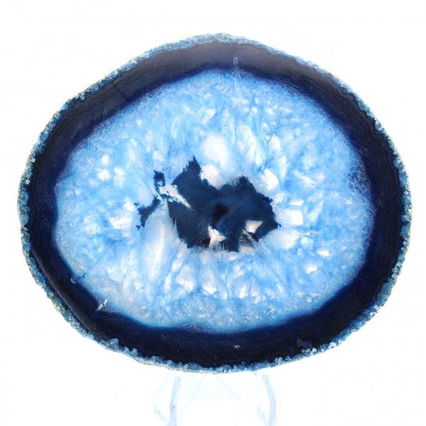 Plakje blauwe agaat uit Brazilië voor mineralenverzameling