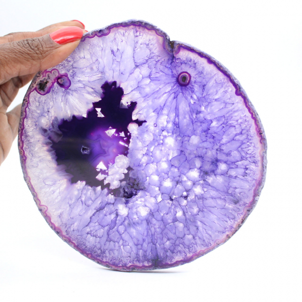 Plakje massieve Braziliaanse agaat, paarse tinten