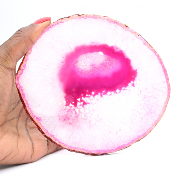 Decoratief schijfje roze getinte agaat