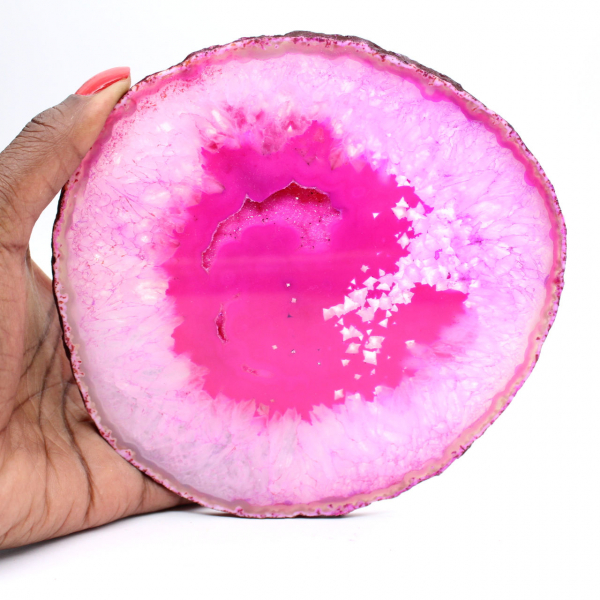 Natuurlijke roze getinte gesneden agaat