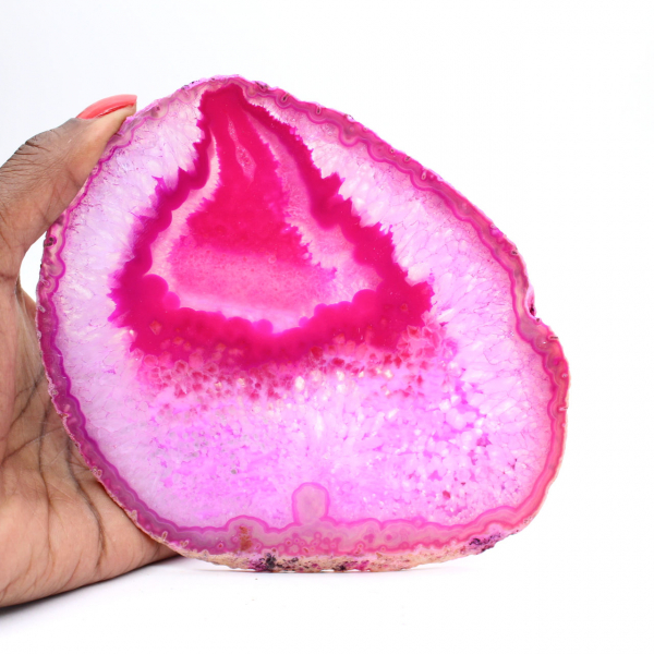 Gepolijste plak roze getinte agaat