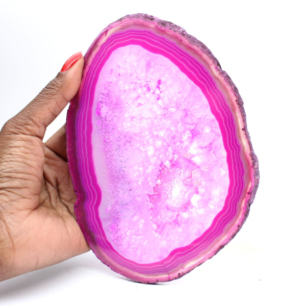 Decoratief schijfje roze geverfde agaat