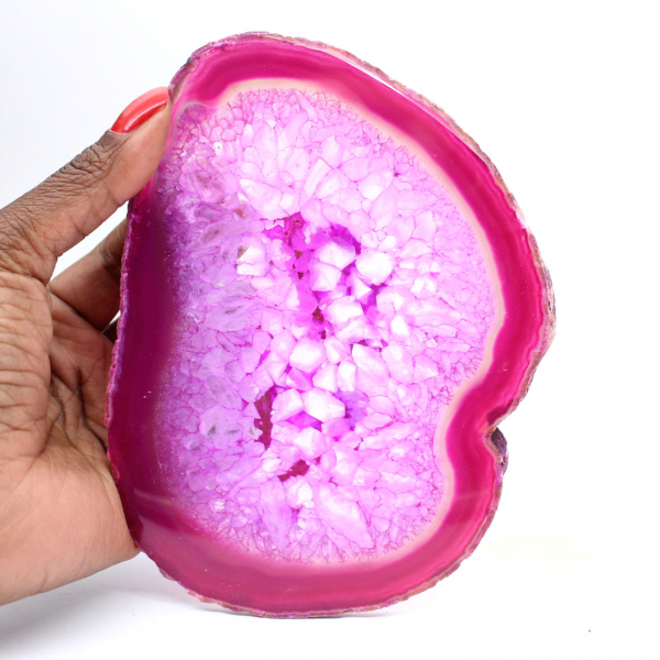 gepolijst agaatplakje, roze getint