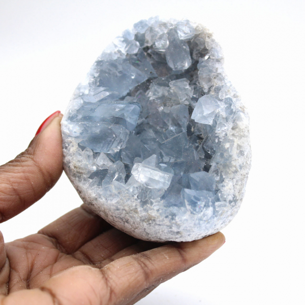 Blauwe celestiet: Malagassisch mineralogisch exemplaar