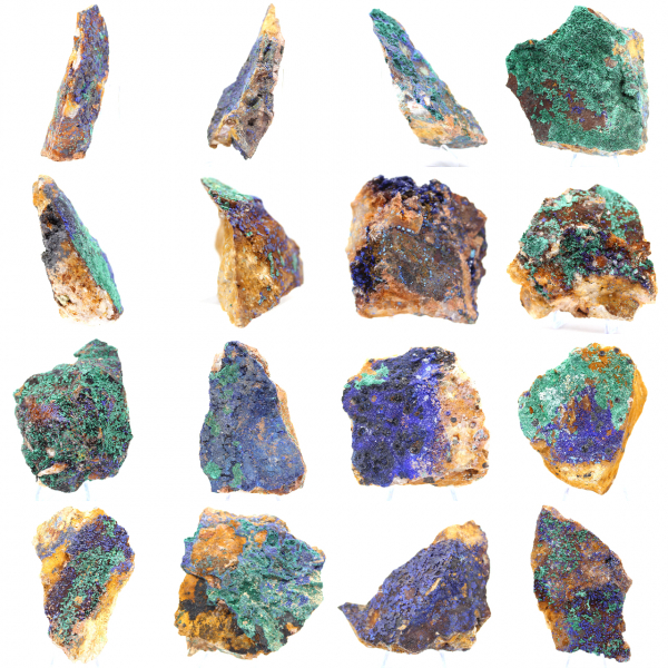 Ruwe mineralen: azuriet en malachiet