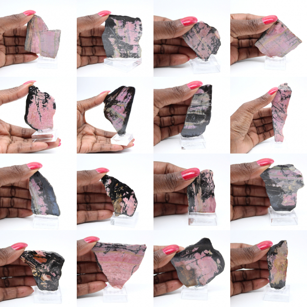 Gepolijste rhodoniet plak kwaliteitsdecoratiestuk