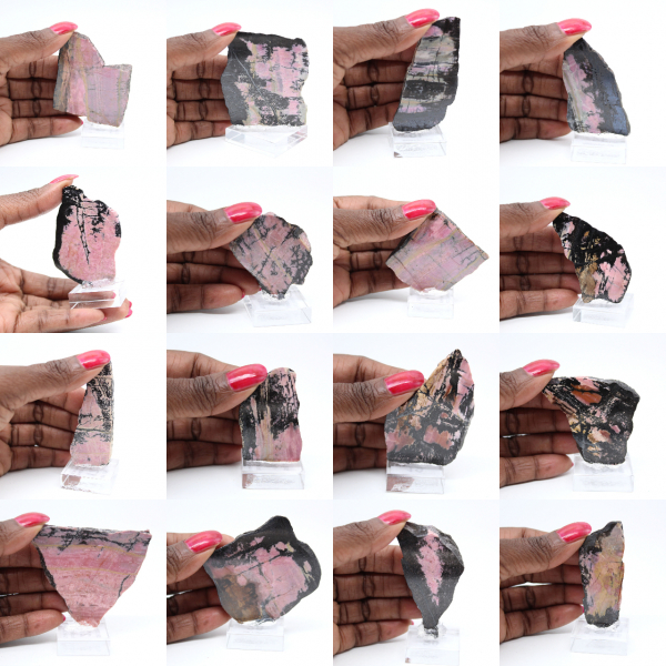 Gepolijste rhodoniet plak kwaliteitsdecoratiestuk