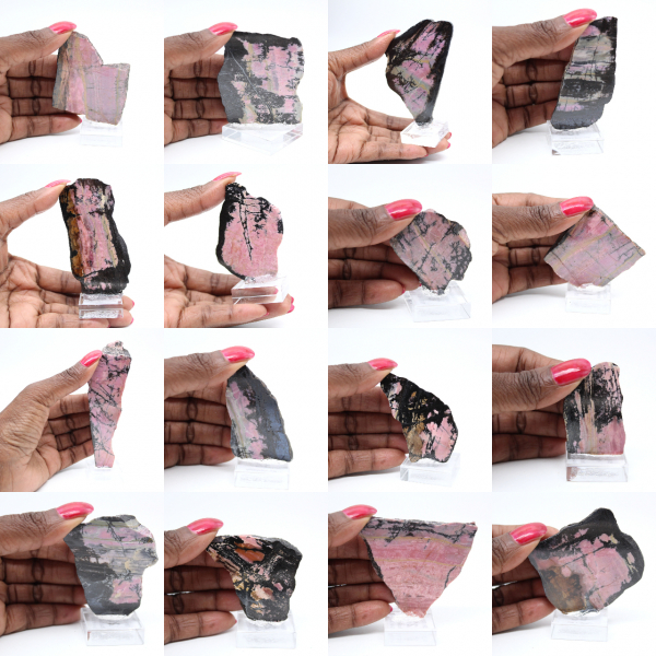 Gepolijste rhodoniet plak kwaliteitsdecoratiestuk