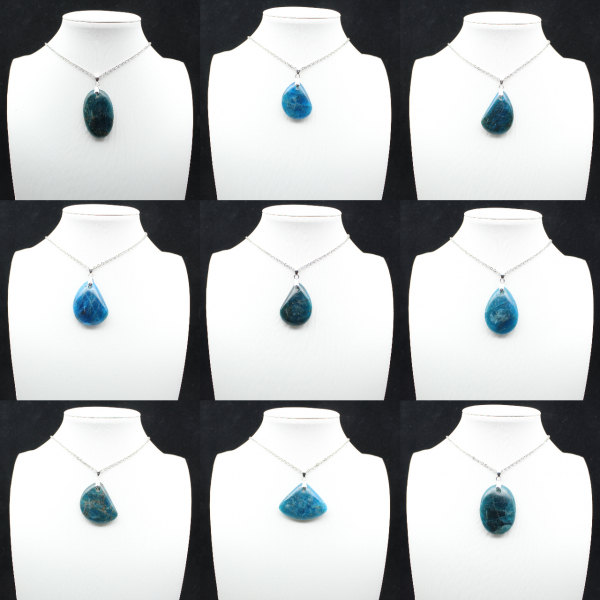 Hanger van blauwe apatiet uit Madagaskar - Natuursteen