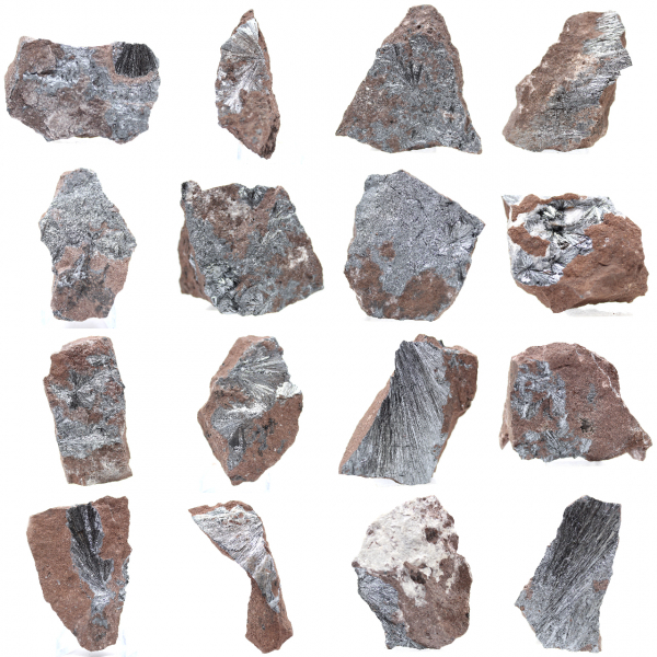 Pyrolusiet, authentiek exemplaar op matrix