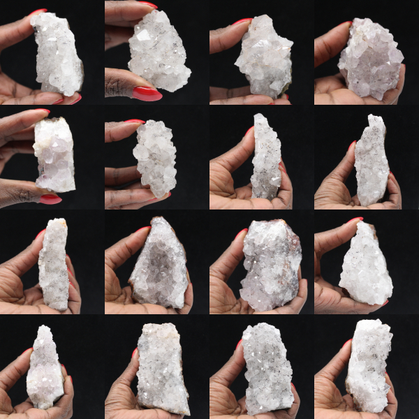 Ruwe kwarts uit Marokko, kristallen met goethietinsluitingen.