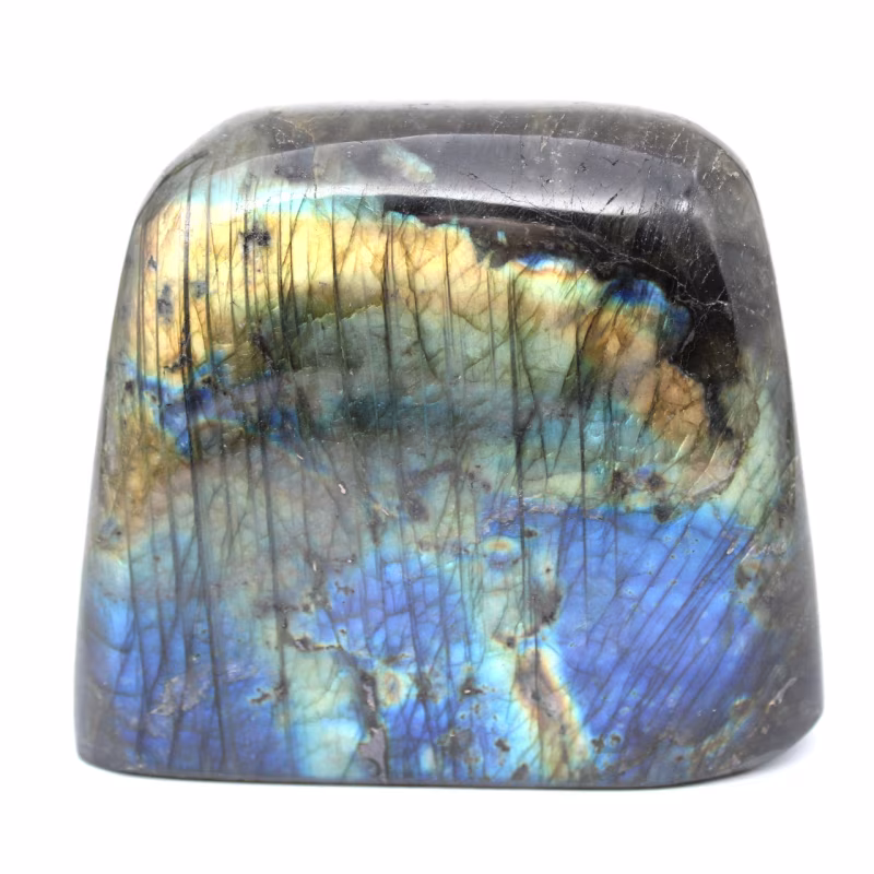 Labradoriet: Ontdek de geheimen van deze steen met mysterieuze reflecties labradorite bloc 019