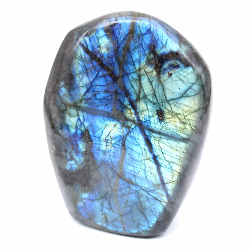 Labradoriet: Ontdek de geheimen van deze steen met mysterieuze reflecties labradorite bloc 025
