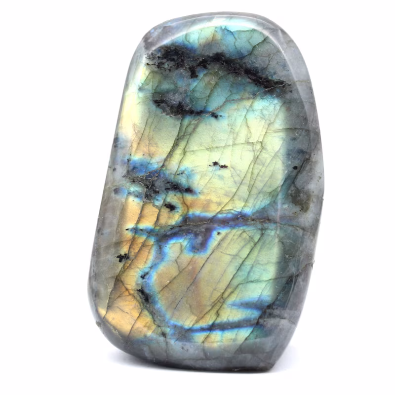 Labradoriet: Ontdek de geheimen van deze steen met mysterieuze reflecties labradorite bloc 091