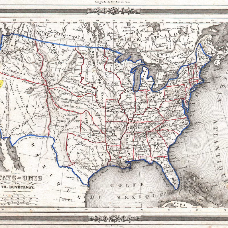 De geschiedenis van de goudkoorts in de Verenigde Staten 1852 Duvotenay Map of the United States Gold Rush   Geographicus   EtatsUnis duvotenay 1852