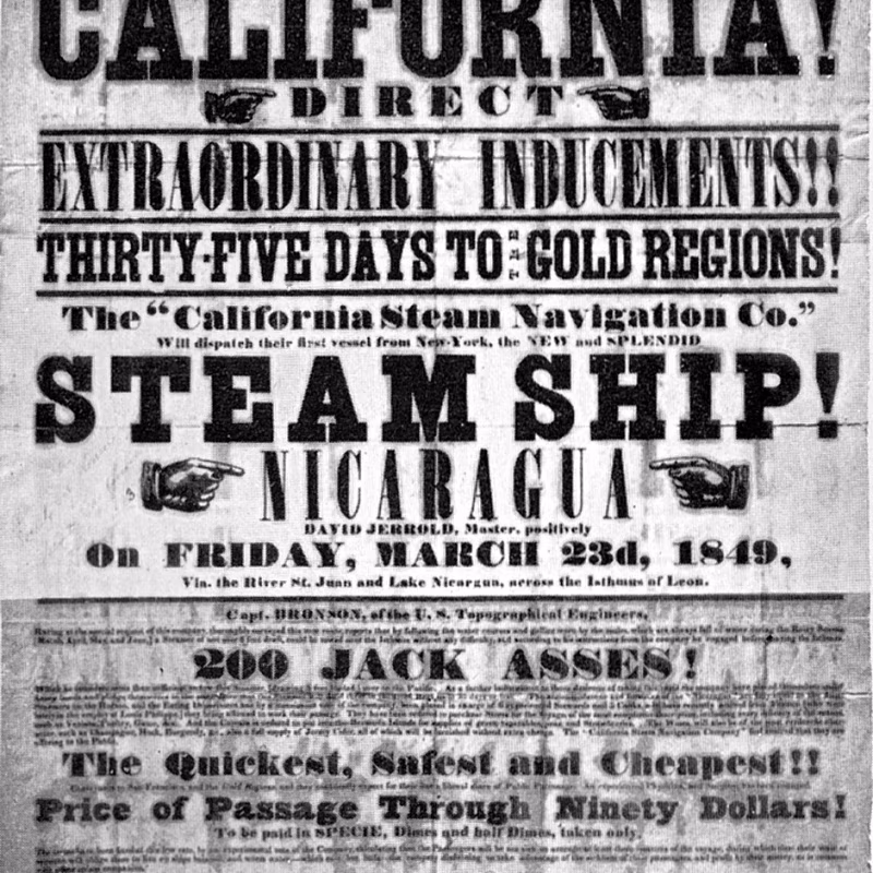 De geschiedenis van de goudkoorts in de Verenigde Staten California Gold Rush handbill
