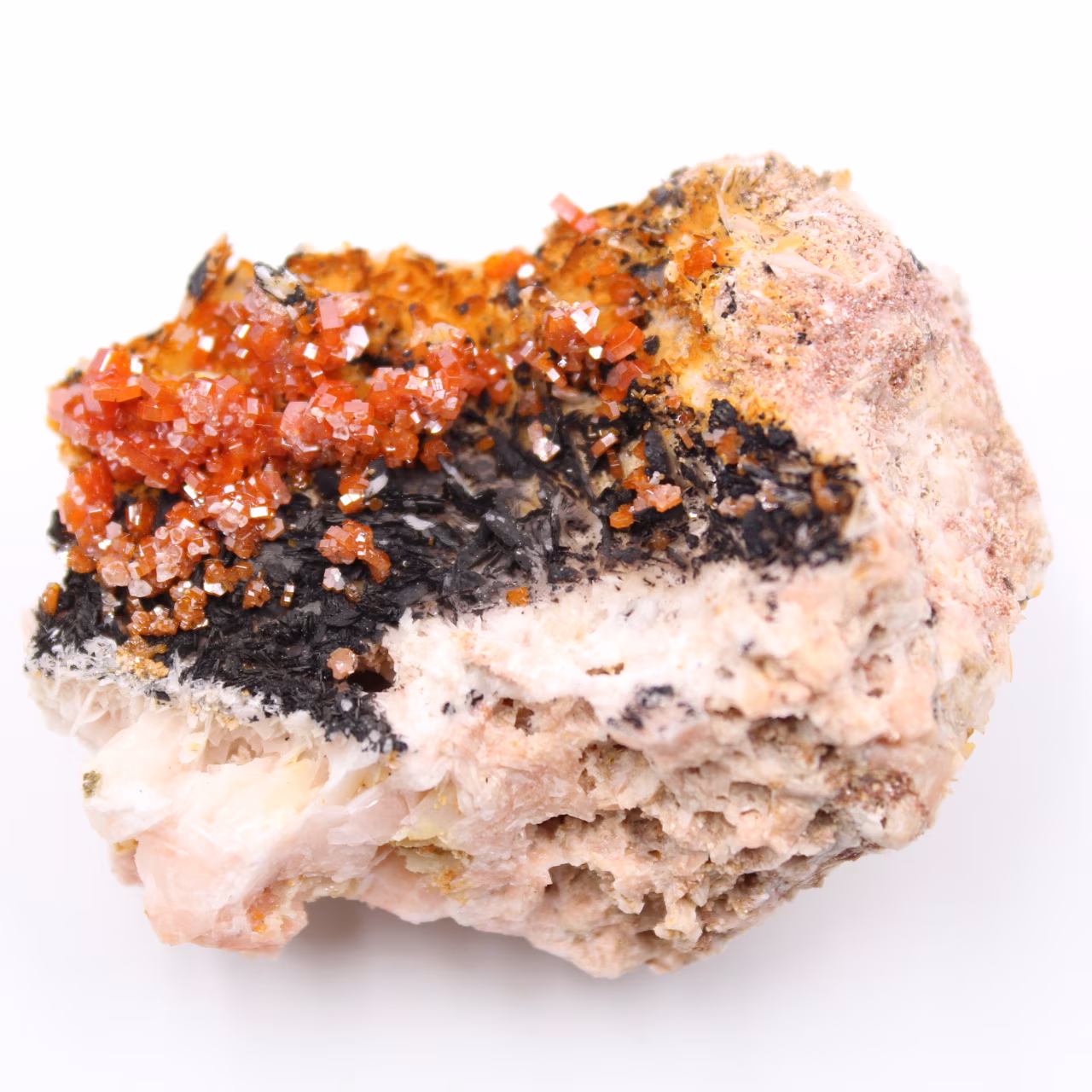 Vanadinite kristallen op gangue