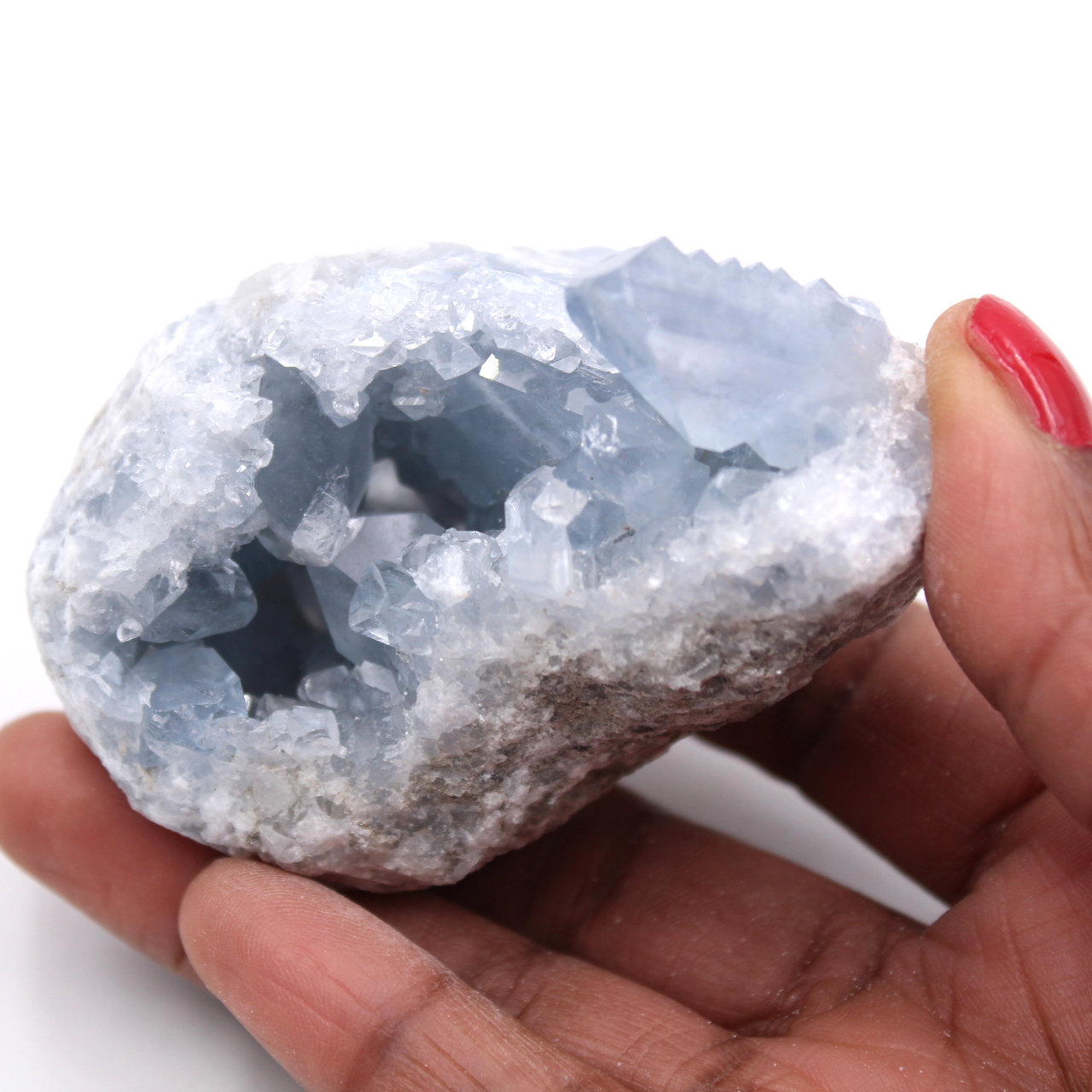 Zeldzame zaagtand celestiet kristal