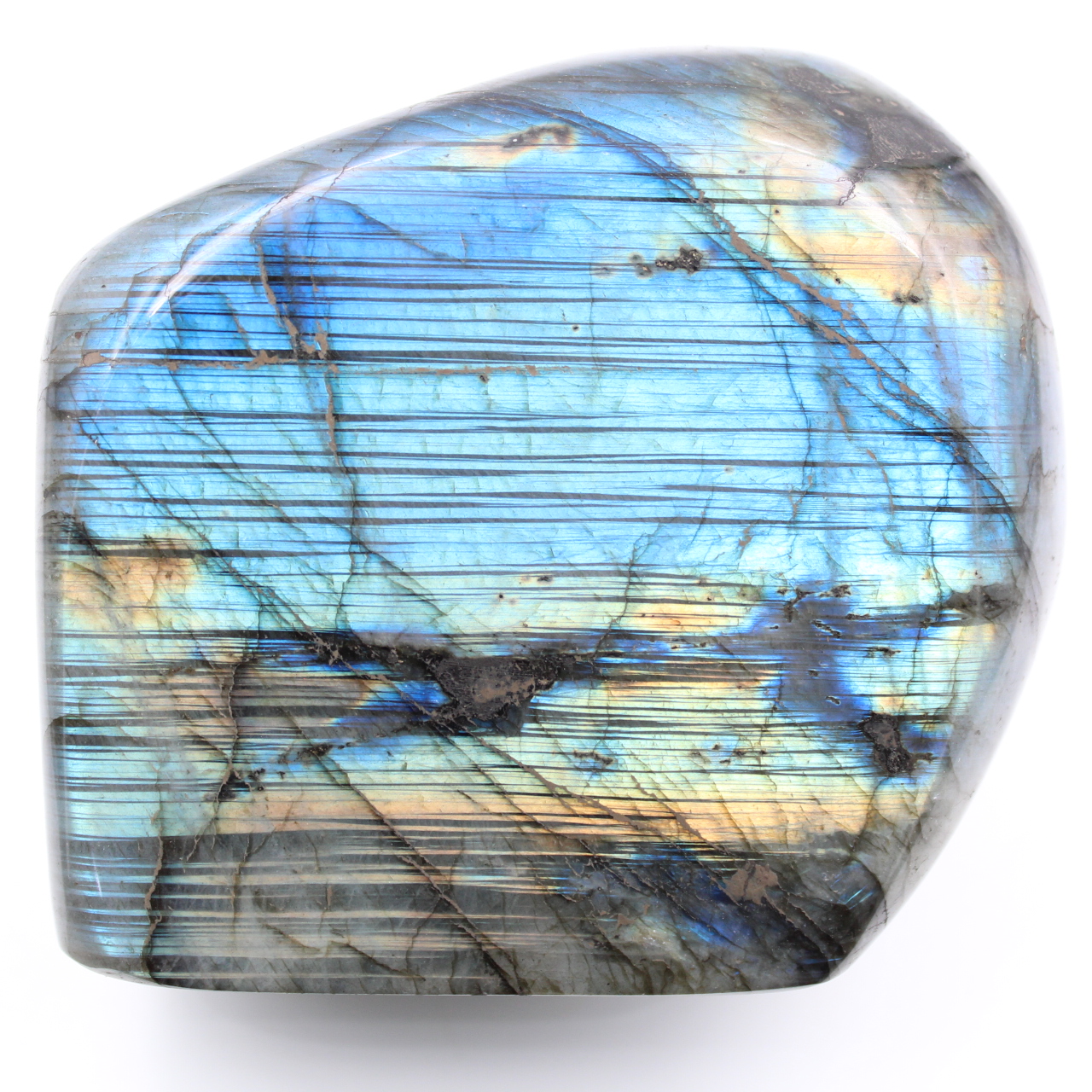 Labradoriet met gestreepte blauwe reflecties, vrije vormversiering