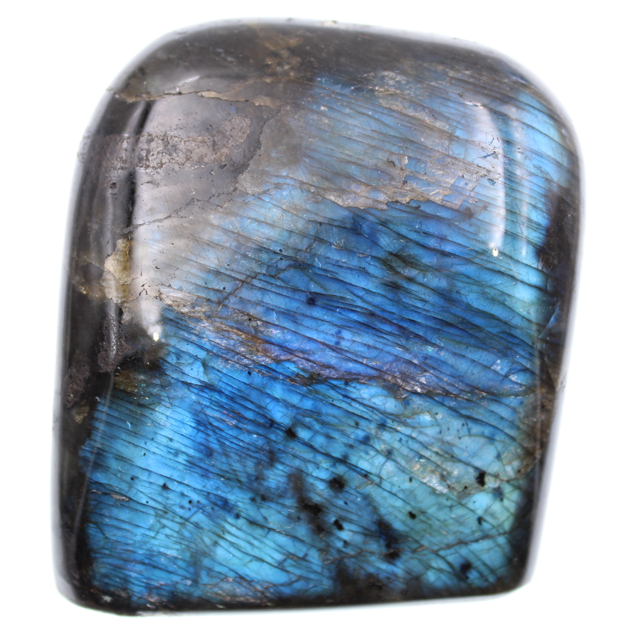 Blauw gekleurd labradoriet blok