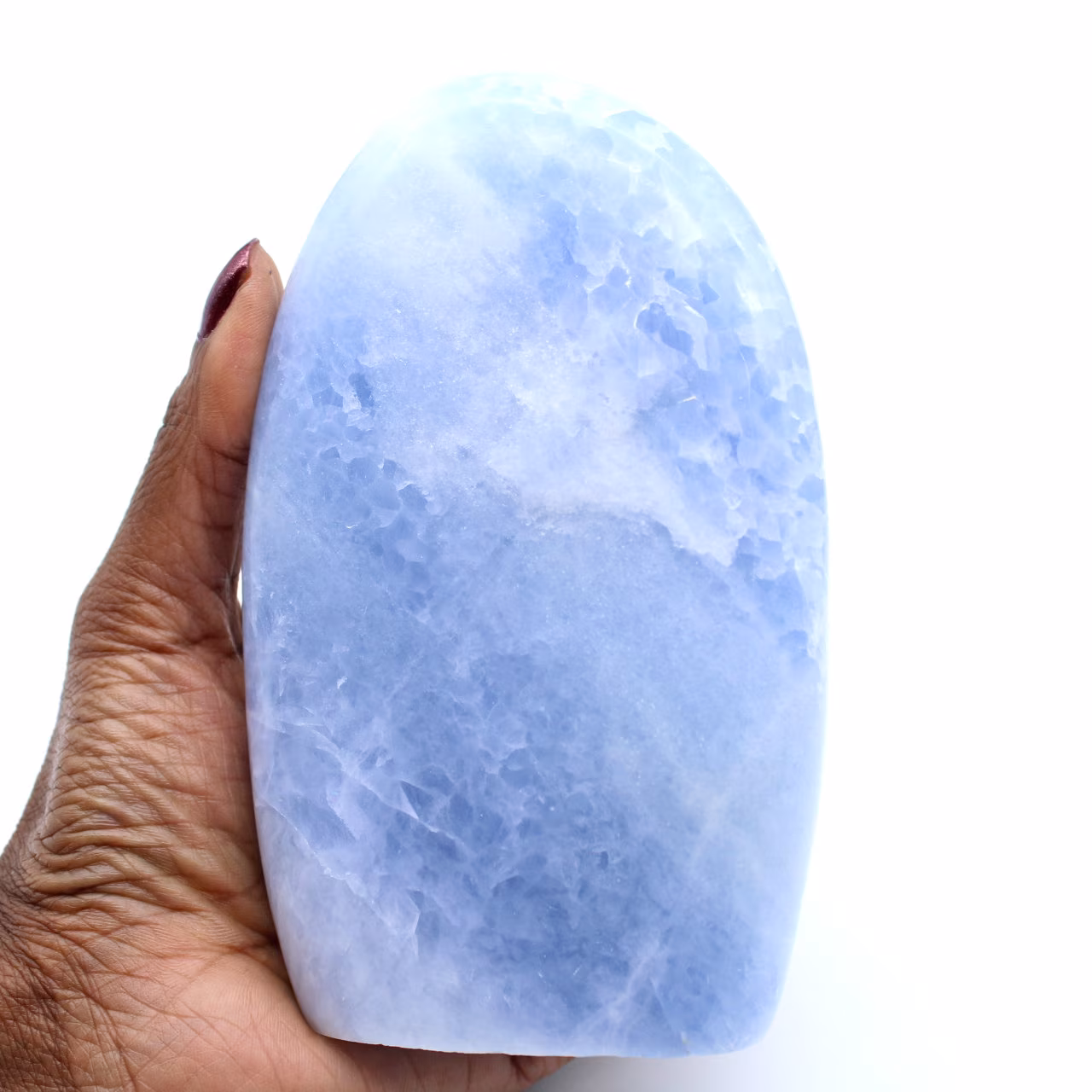 Gepolijste blauwe calciet uit Madagaskar