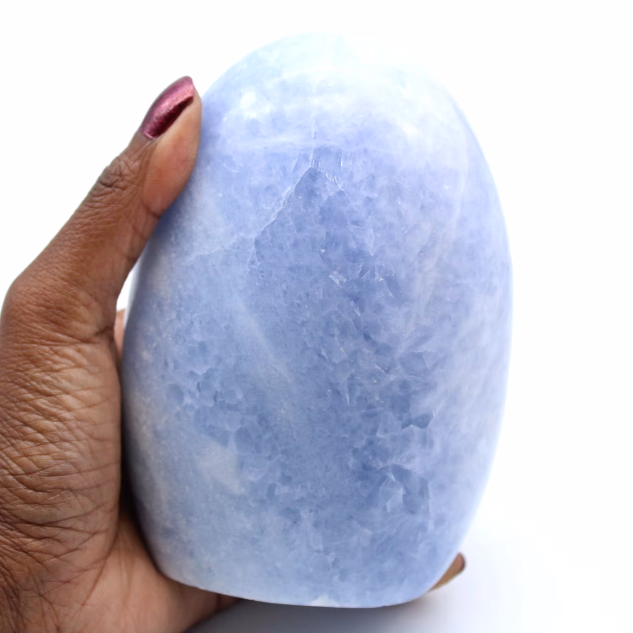 Gepolijste blauwe calciet uit Madagaskar