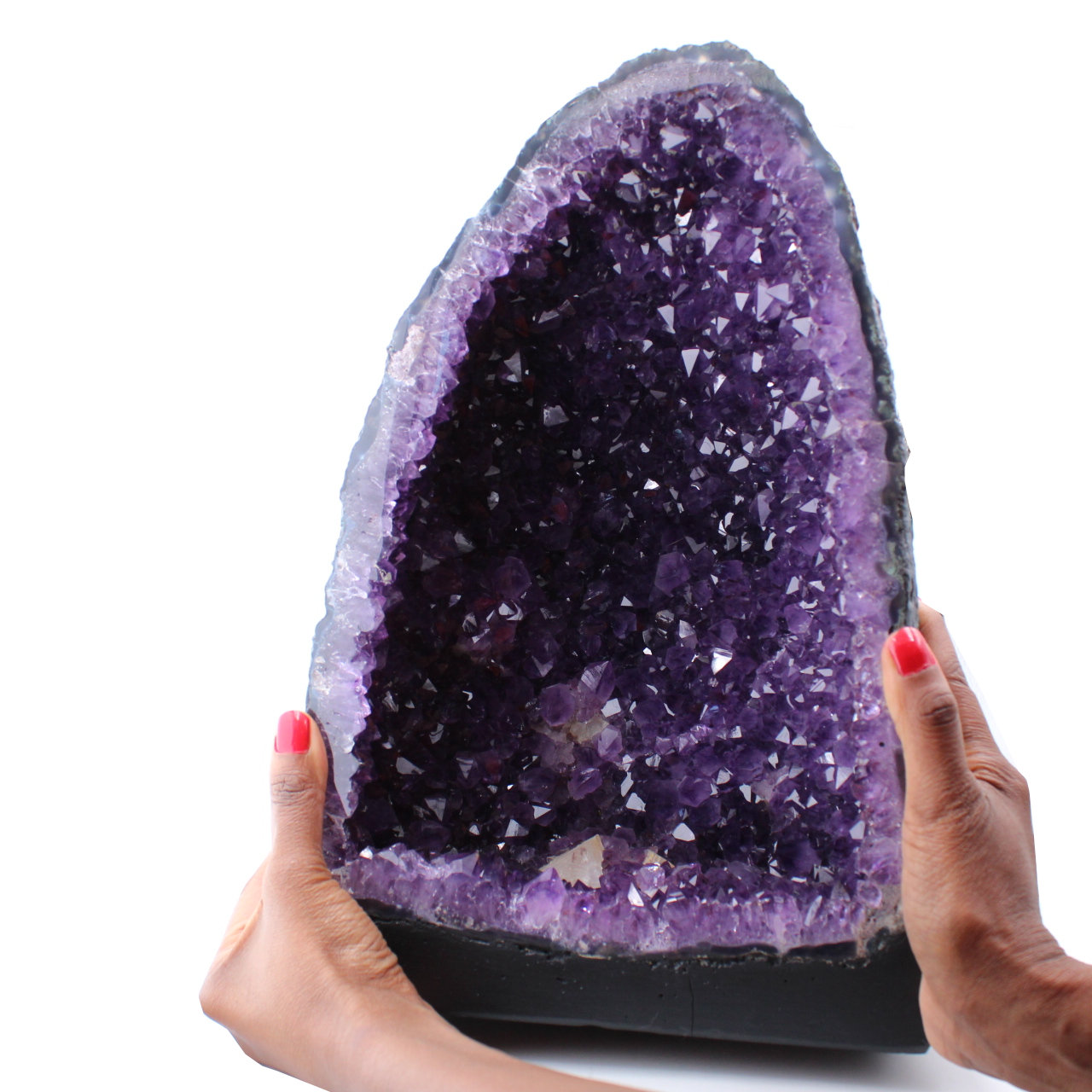 Amethist geode met calcietkristal