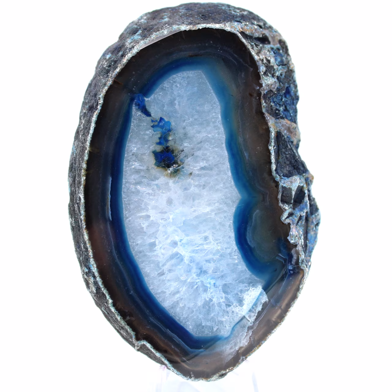 Plakje mineraal blauwe agaat