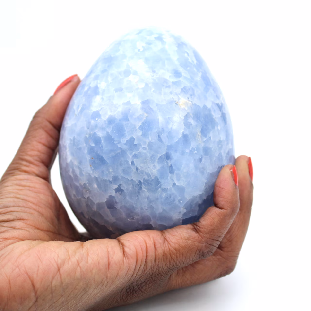 Blauw calciet mineraal ei