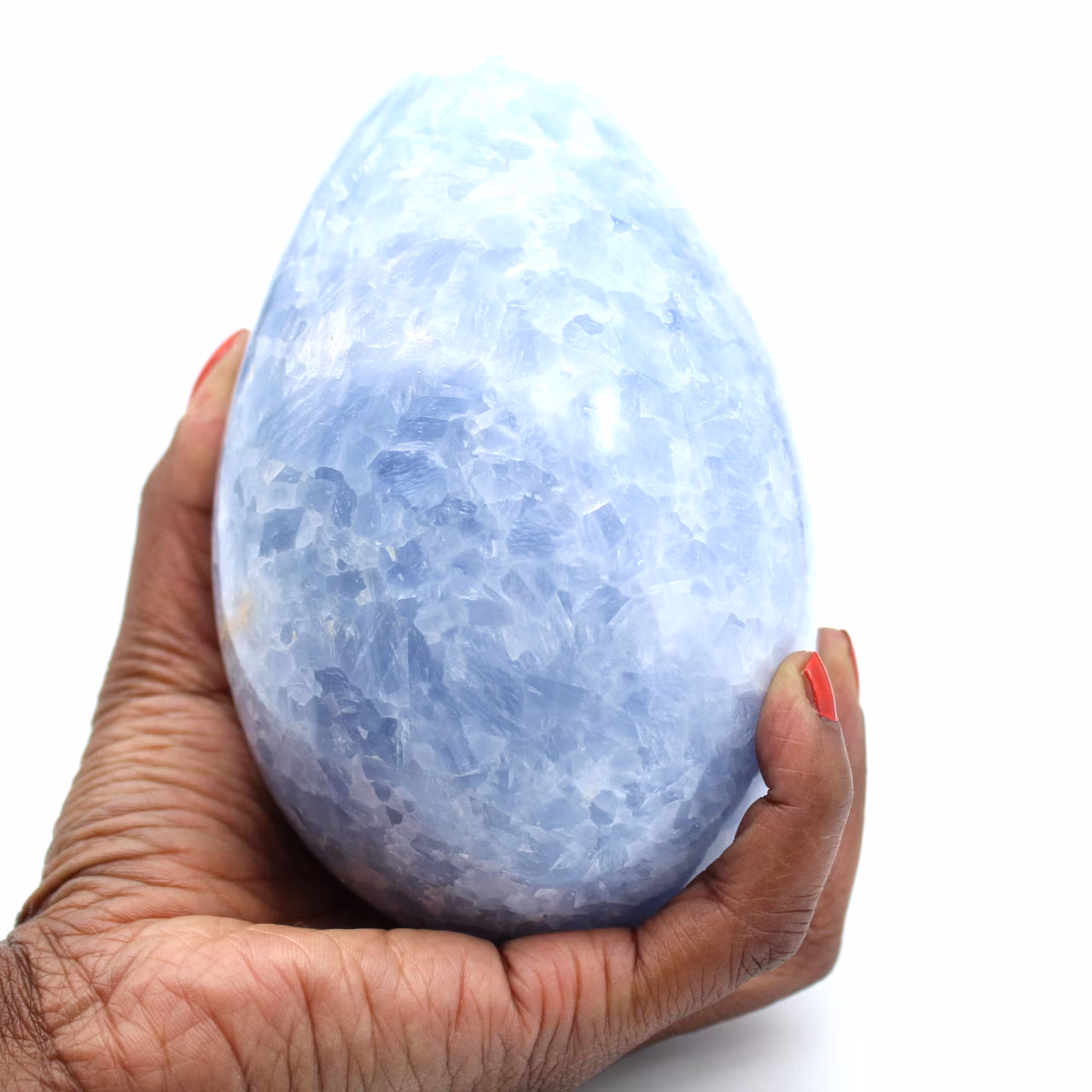 Blauw calciet mineraal ei