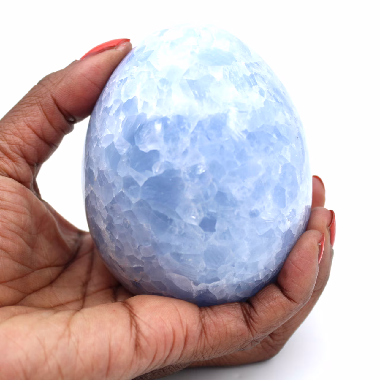 Blauw calciet mineraal ei