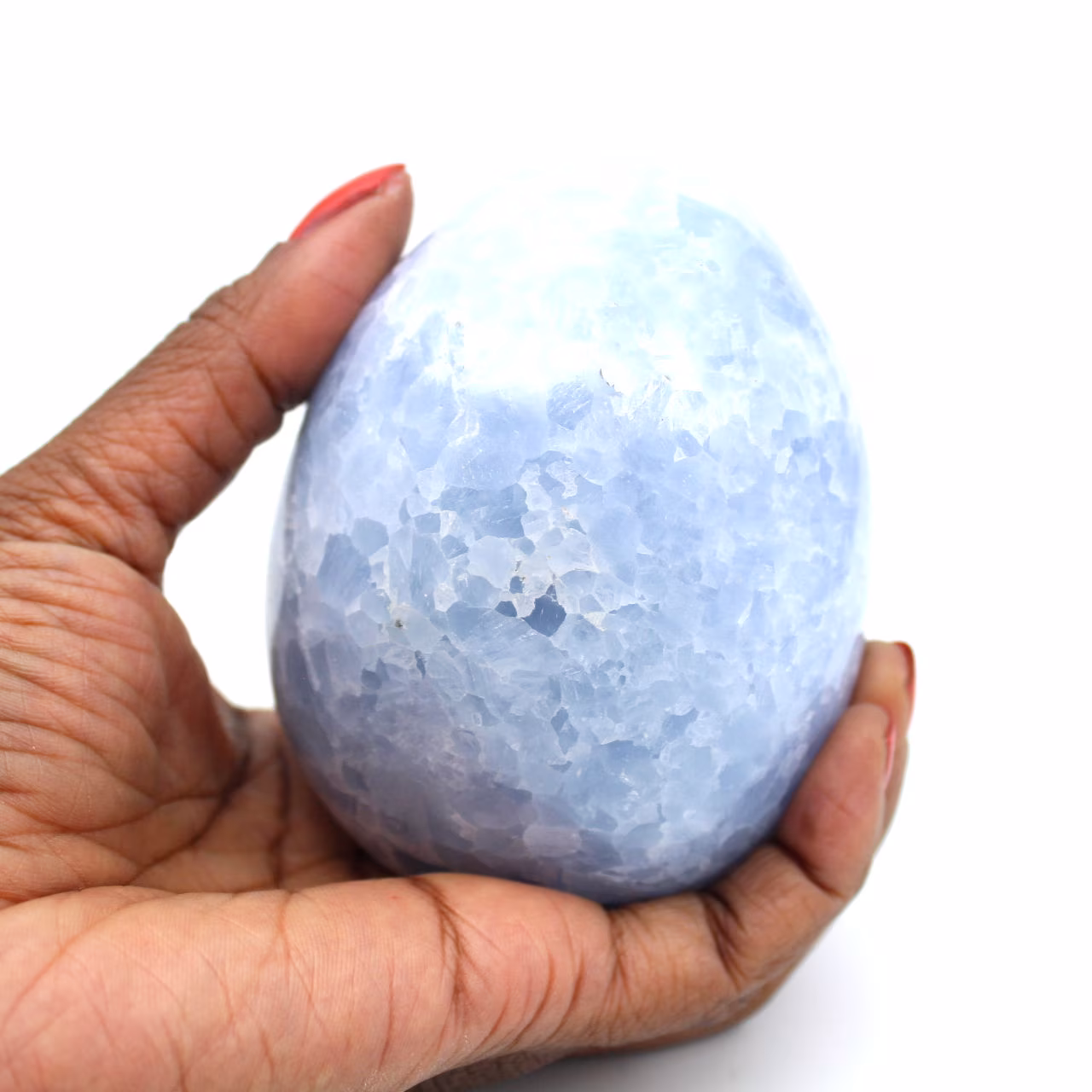 Blauw calciet mineraal ei