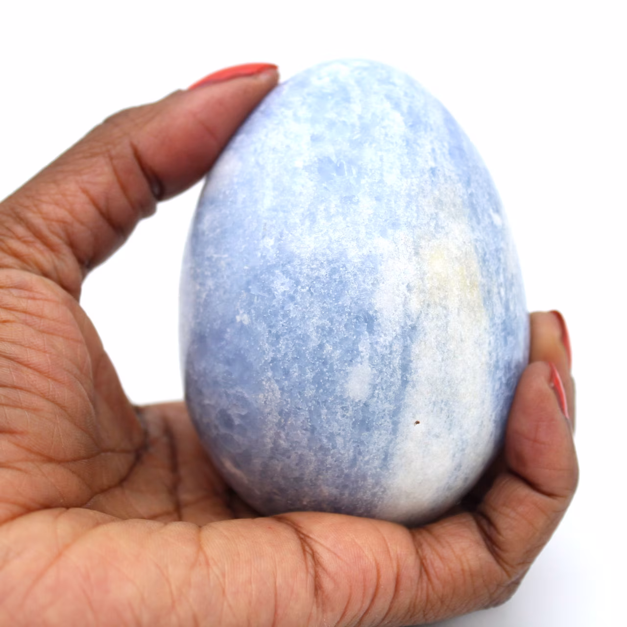 Blauw calciet mineraal ei