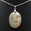Ovale bloem agaat hanger - 1