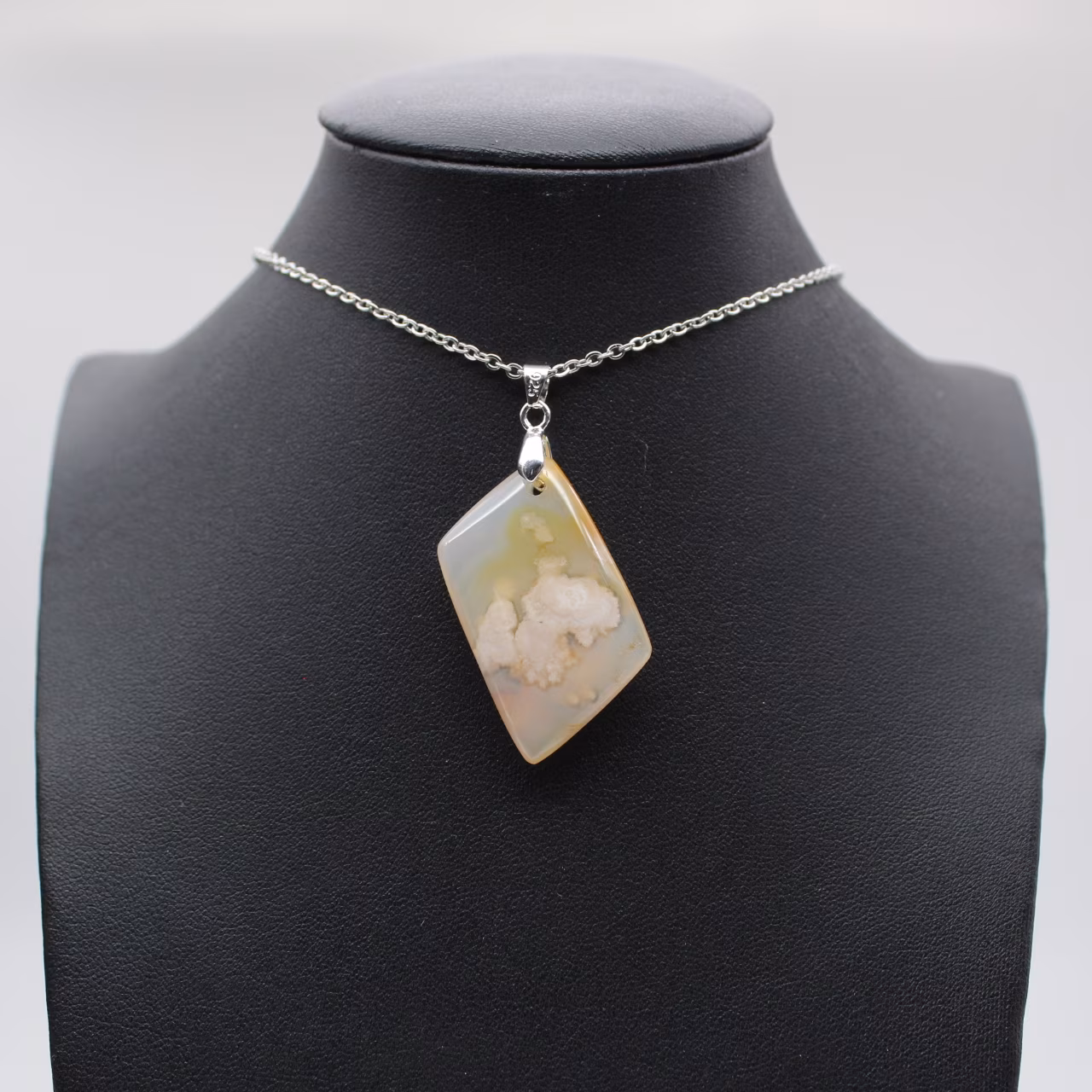Bloem agaat diamant hanger