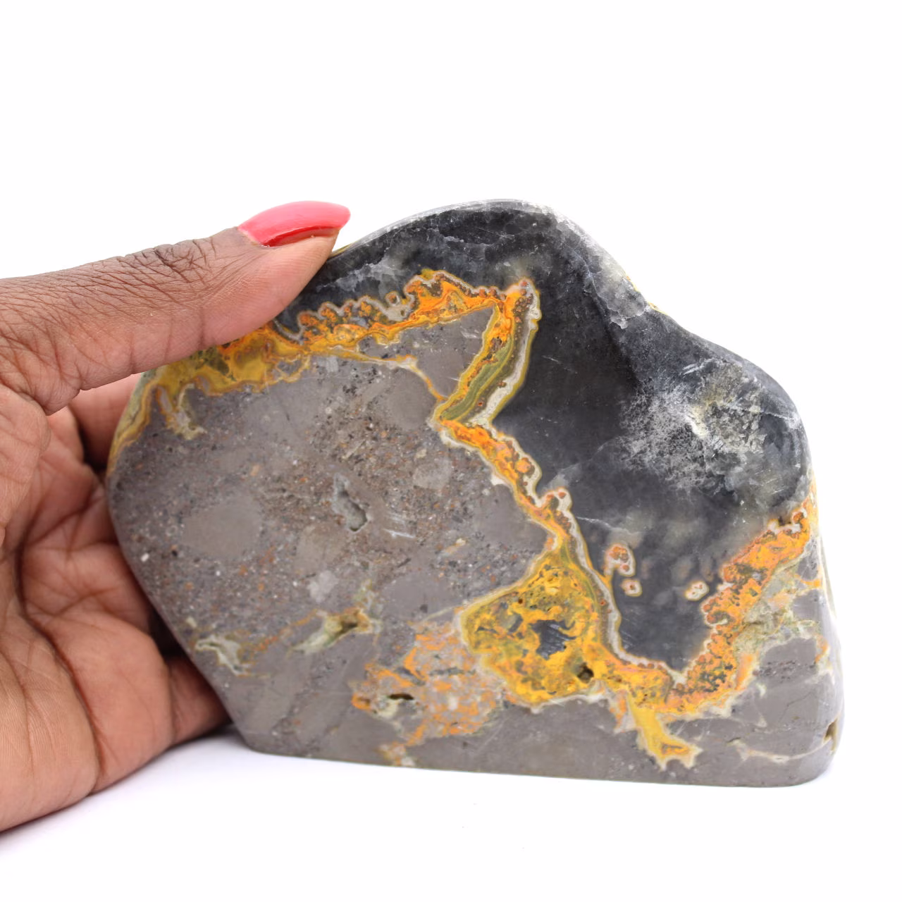 Mineraalornament: Gepolijste hommeljaspis uit Indonesië