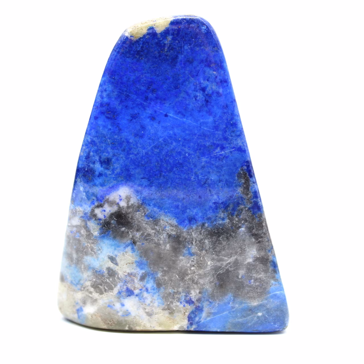 Lapis lazuli, gepolijst ornament met pyrietinsluitingen