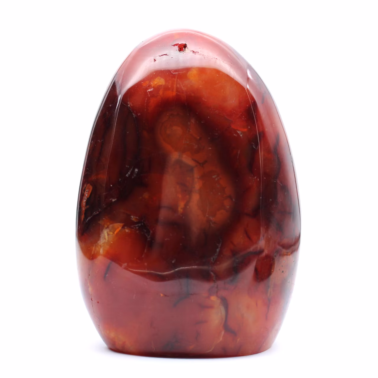 Gepolijst oranje-rood carneool ornament uit Madagaskar - echt verzamelobject