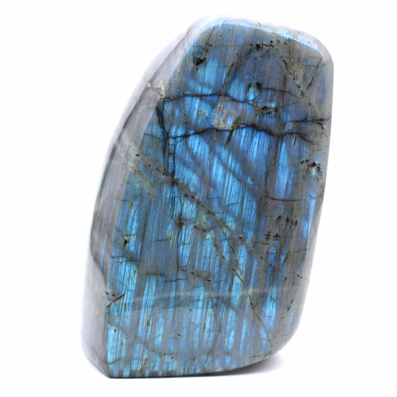 Gepolijst labradorietexemplaar, decoratief mineraal.