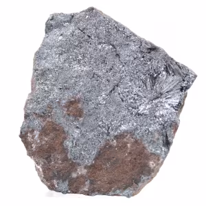 Gekristalliseerd pyrolusiet op matrix, mineraal uit Marokko