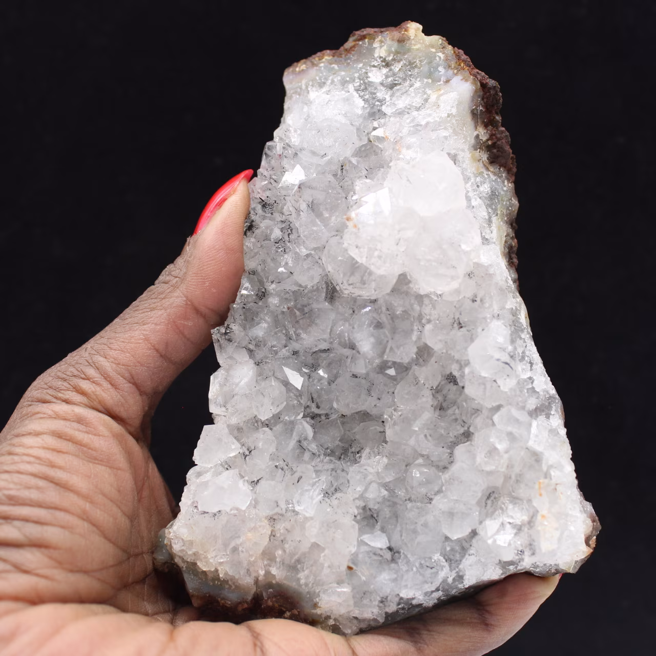 Kwartskristallen met goethietinsluitingen, Marokko, Mineralencollectie