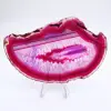 Gepolijste plak roze geverfde agaat - 8