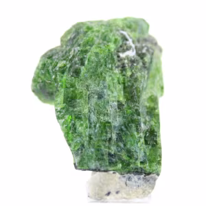 Ruwe Finse chromediopside, natuurlijk mineraal op een basis, 55 g