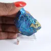 Chalcopyrite irisée du Mexique, agrégat naturel présenté sur socle - 1