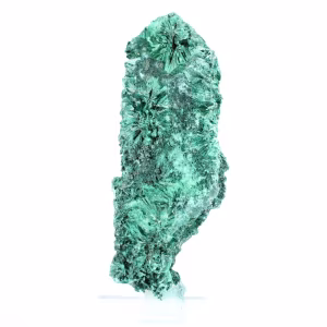 Zuil van vezelige malachiet uit Congo, specimen op acrylen voet