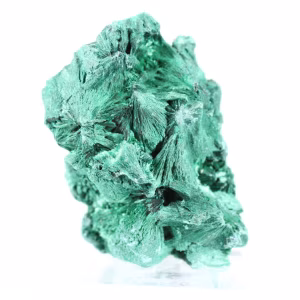Dichte malachiet met strak vezelpatroon uit Congo, mineraal op acryl