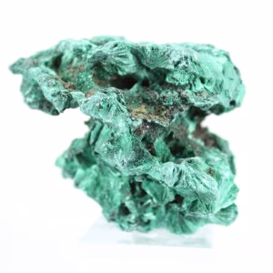 Gedrongen blok vezelige malachiet uit Congo, minerale decoratie