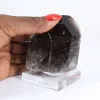 Morionkwarts uit Brazilië, natuurlijk zwart kristal gemonteerd op voet - 1